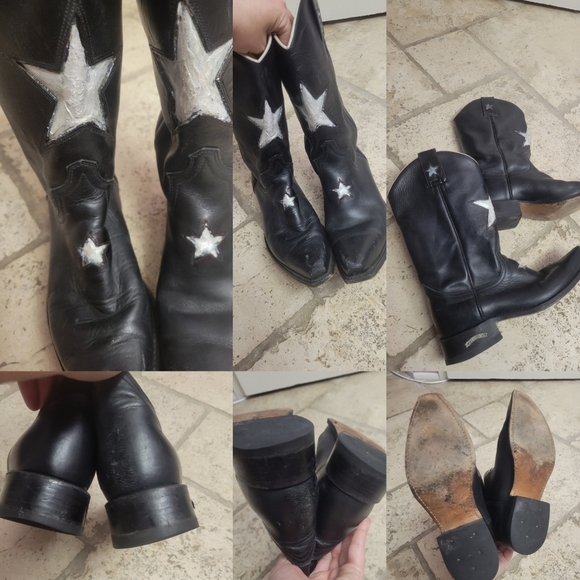 Black Cowboy Boots with Silver Stars - Picture 16 of 17